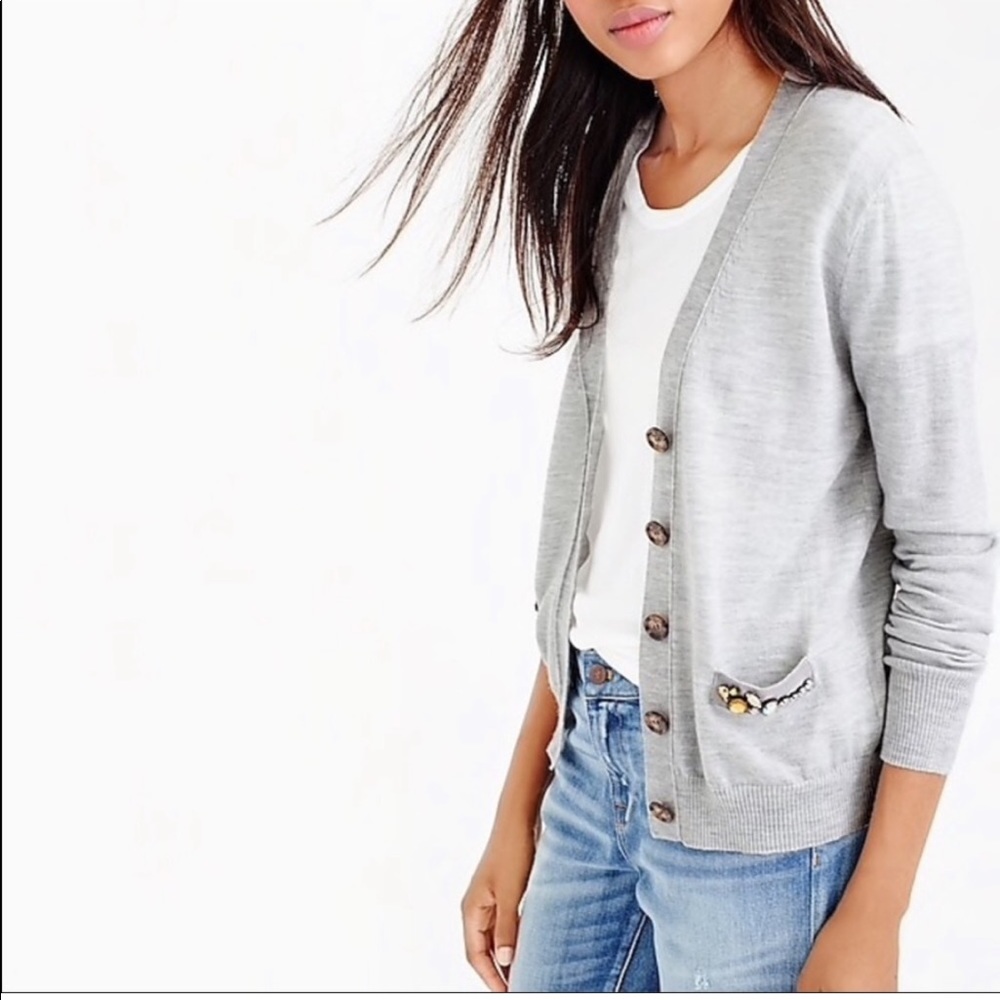 J. Crew v-neck Cardigan with embellished pockets